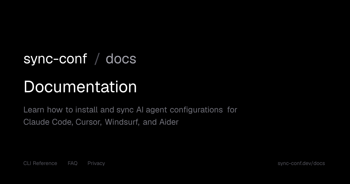 Documentation - How to Install & Sync AI Agent Configurations | sync-conf